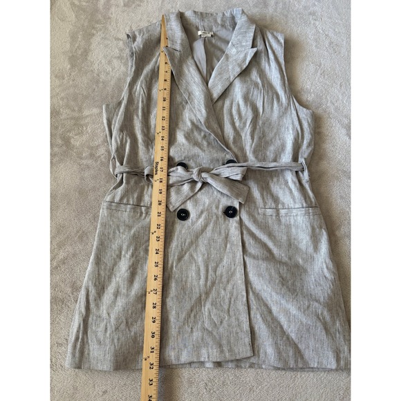 Jason Wu Sleeveless Blazer Dress Linen Blend‎ Belted Gray Size L - Picture 3 of 6